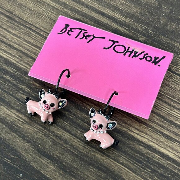 NWT Betsey Johnson Critters Pig Drop Earrings ASO Aria Montgomery - Picture 3 of 7